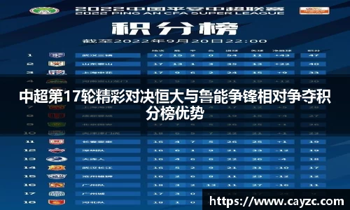 中超第17轮精彩对决恒大与鲁能争锋相对争夺积分榜优势